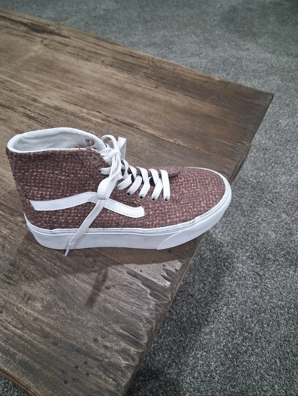 Right Shoe Only Vans SK8-Hi Tapered Stackform  Tweed/Taupe Brown Size 4.5 NWT